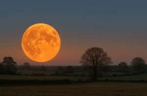 What causes the Moon to appear orange near the horizon